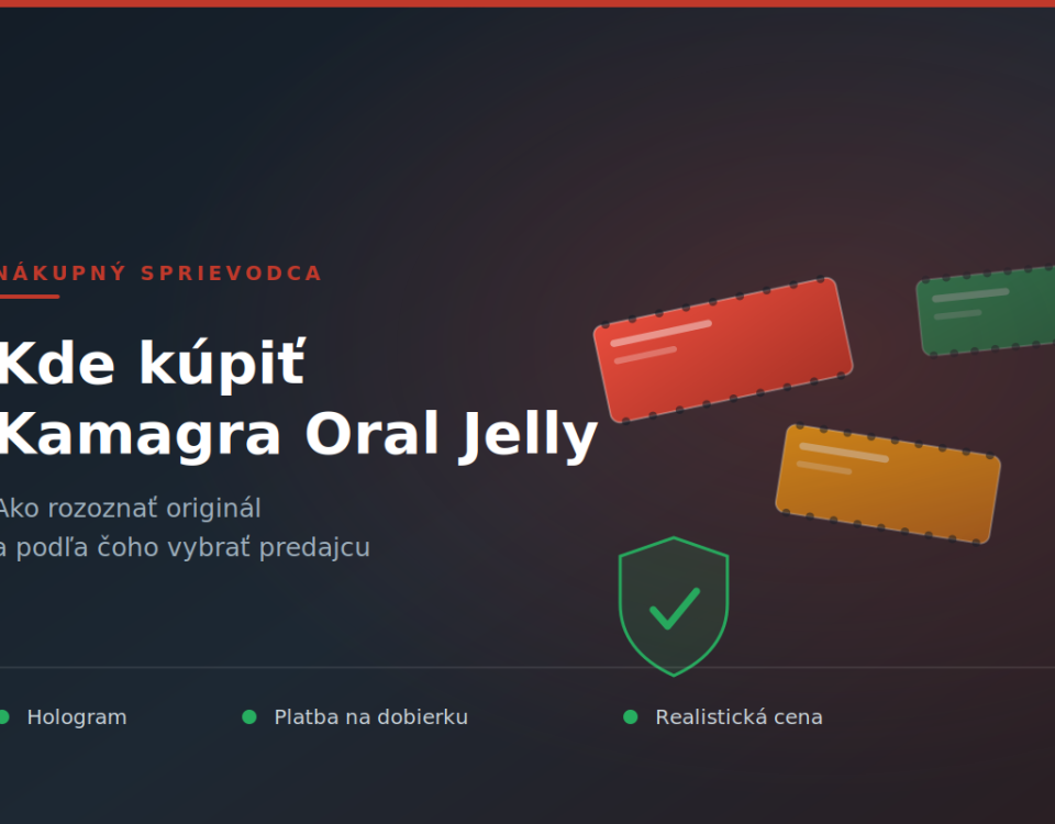Kde kúpiť Kamagra Oral Jelly na Slovensku v roku 2026: na čo si dať pozor Kde kúpiť Kamagra Oral Jelly — vrecká s gélom a symbol overenia predajcu
